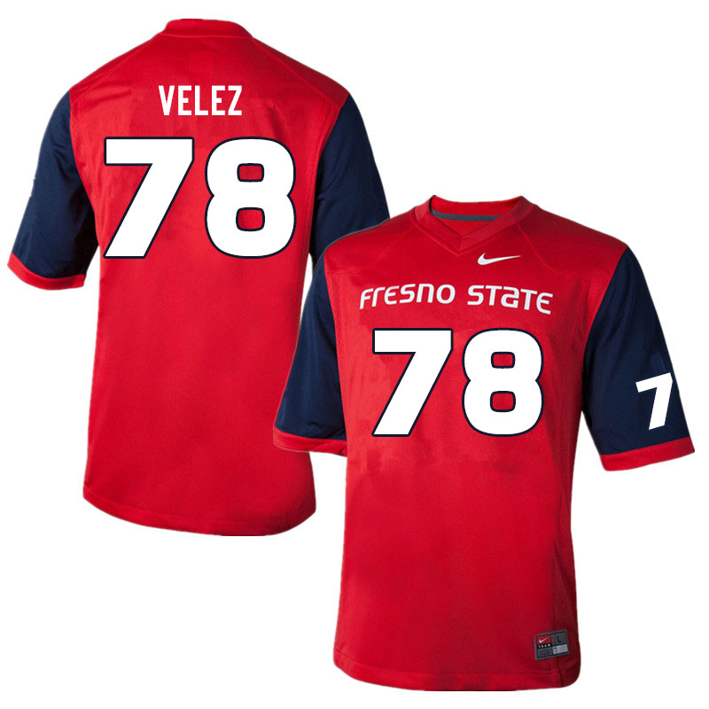 Men #78 Osmar Velez Fresno State Bulldogs College Football Jerseys Sale-Red - Click Image to Close